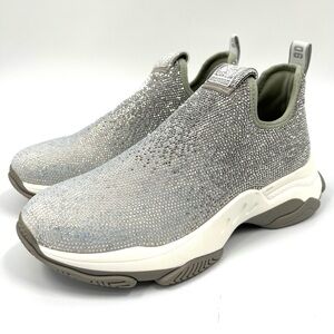 Steve Madden Mythical Womens Gray Ombre Rhinestone Pull On Sneakers Size 9